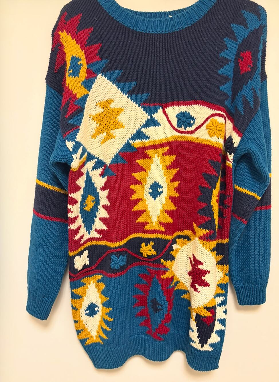 Vintage Huntington Ridge Sweater M Ramie Cotton Southwestern Abstract 80s 90s